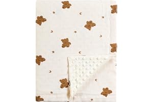 CREVENT 30''X40'' Organic Muslin Cotton Baby Blanket for Newborns, Soft Mink Backing, Essential for Baby Shower Birthday Gift