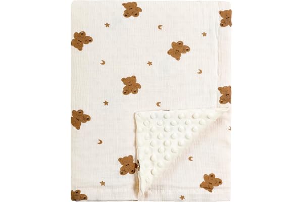CREVENT 75cmX100cm Organic Muslin Cotton Baby Blanket for Newborns, Soft Mink Backing, Essential for Baby Shower Birthday Gif