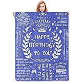 VANZEV Happy Birthday Throw Blanket, Blue Soft Cozy