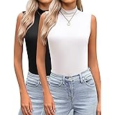 Zeagoo Womens Mock Turtleneck Tank Tops 2026 Slim Fitted Sleeveless Top Stretchy Basic Casual Layer Tee Shirts