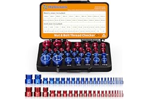hylissus 44pcs Nut and Bolt Thread Checker Standard and Metric Set Thread Identifier Screw Size Gauge 23 Inch & 21 Metric for Detecting Fixed Bolts or Threaded Holes in Enclosed Areas