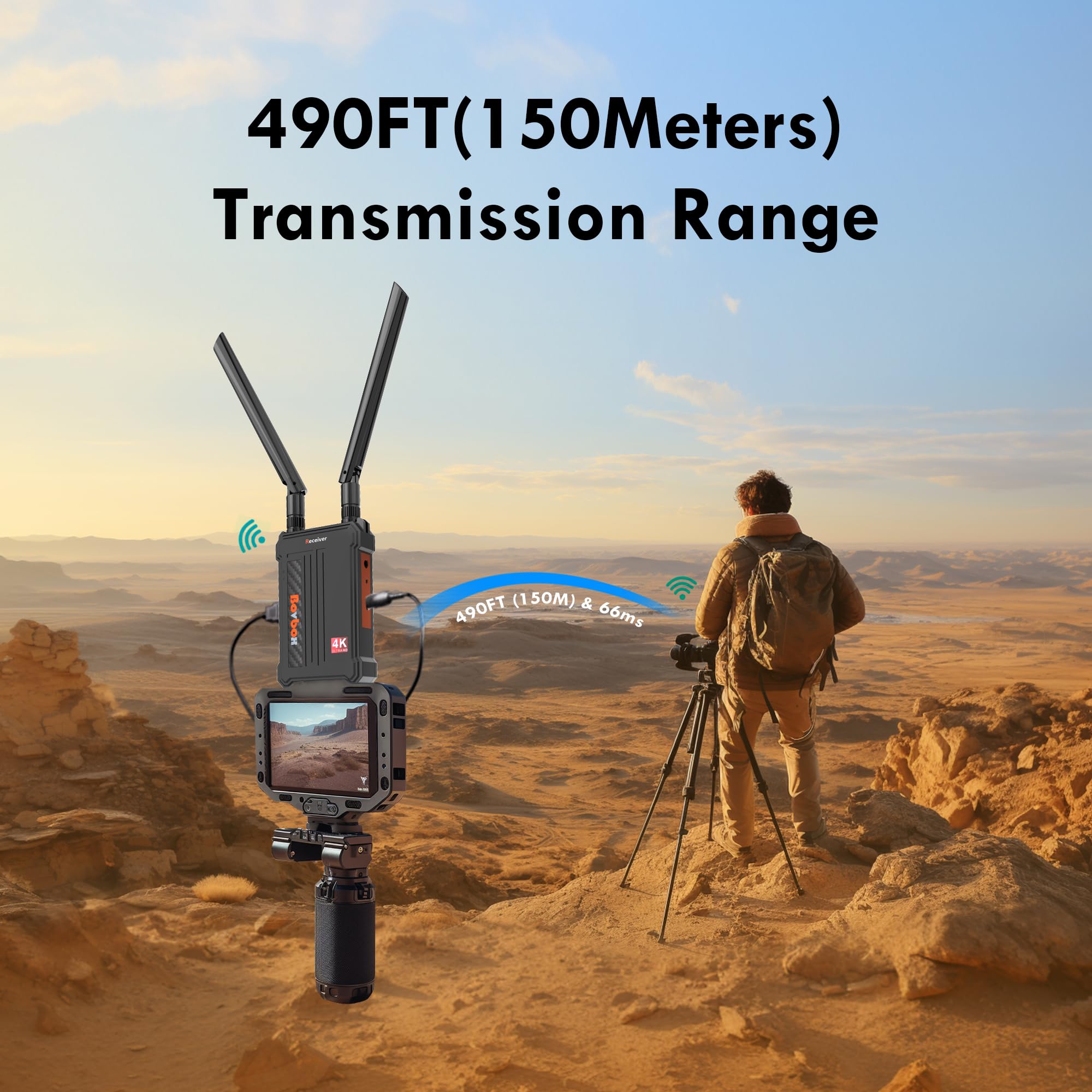 Wireless HDMI Transmitter and Receiver 4K: 2.4/5.0GHz HDMI Wireless Extender Kit for Streaming Video/Audio from DSLR/Camera/Projector/DVR/Laptop/PS4, 490FT (150M) Long Range 0.1S Low Latency