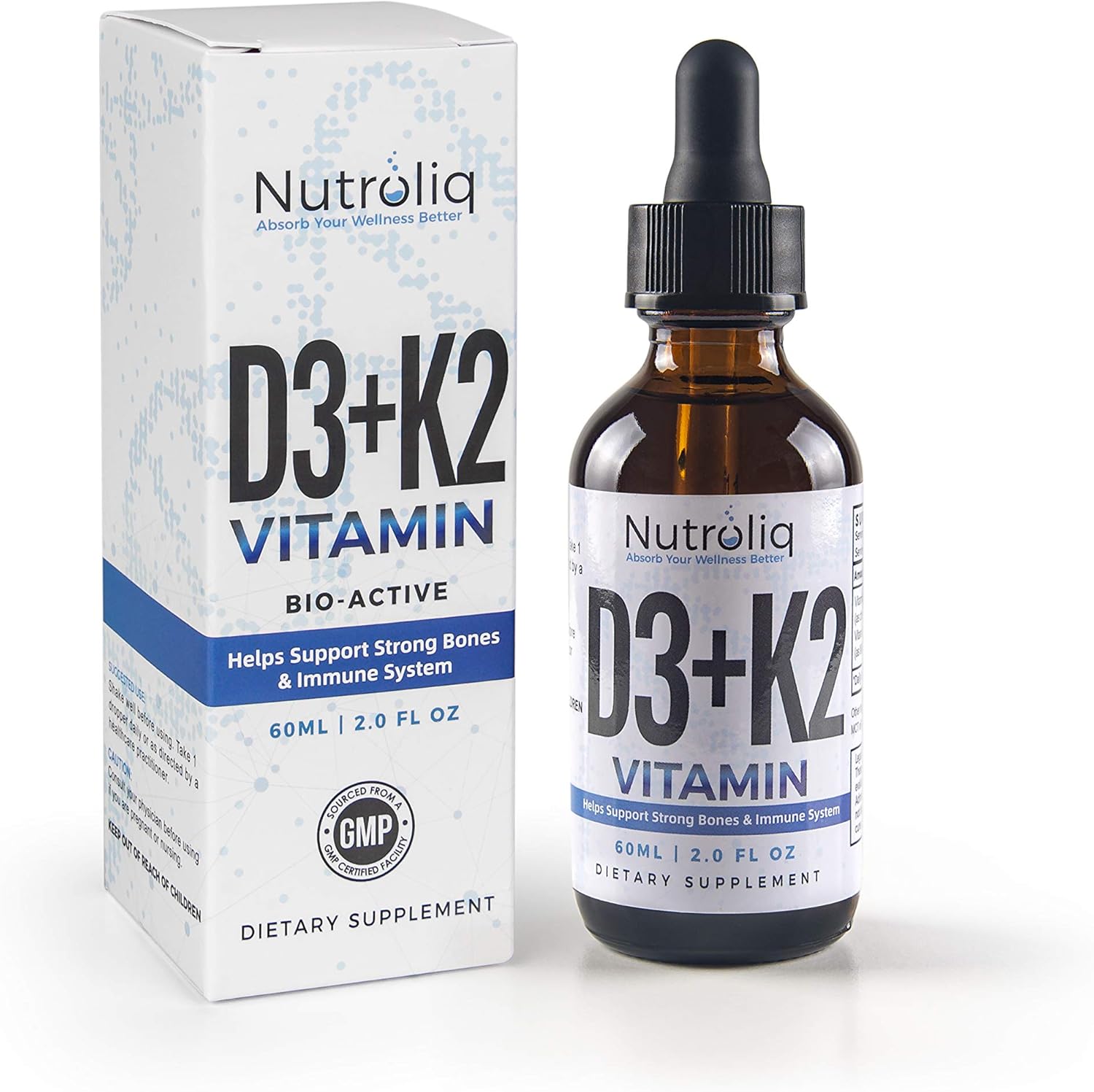 Nutroliq Vitamin D3 + K2 Liquid Drops 4000IU Vit D3, 100mcg Vit K as