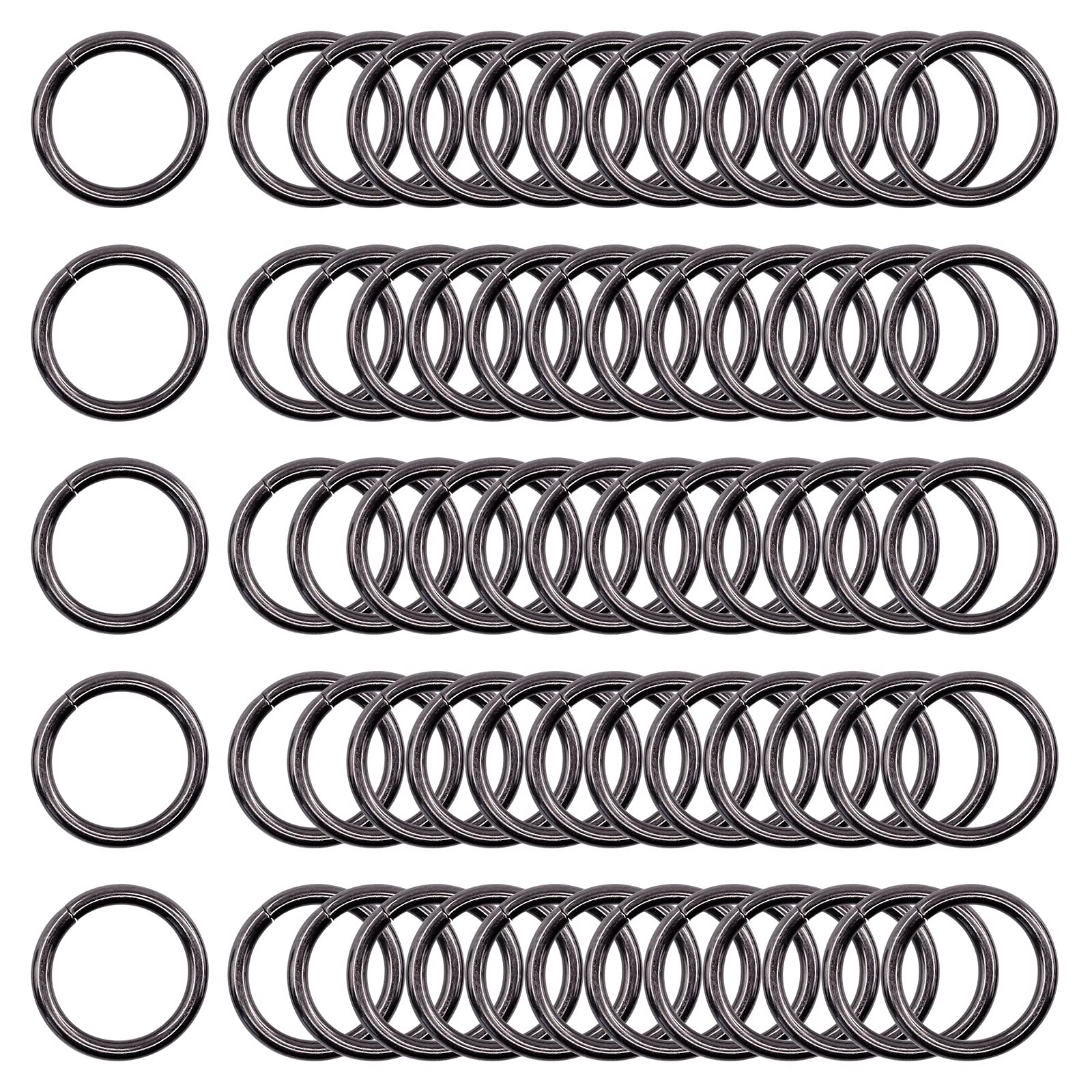Wokape 60Pcs Metal O Ring Kit Belts Hardware Pin O-Ring for Macrame, Camping Belt, Dog Leashes, Light Saber Accessories, Luggage Belt, Handbag (Gun-Black, 3/4 Inch)