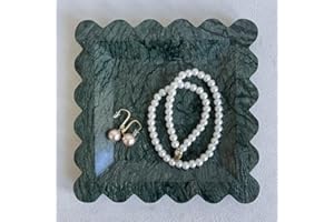 SAIDKOCC Vintage Natural Marble Tray Small Ornaments Wave Tray Handmade Storage Dish for Counter, Vanity, Dresser, Nightstand and Desk (Indian Green)