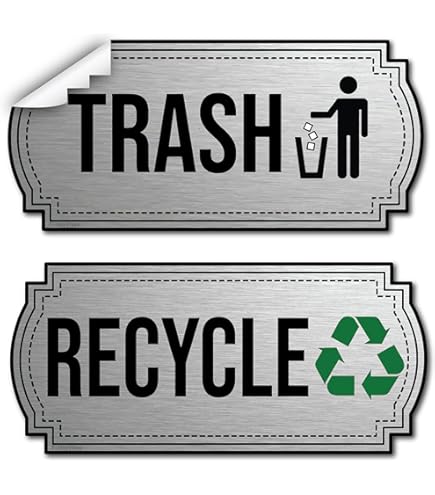 thumbnail image 2 of Sutter Signs Trash & Recycling Labels - 5.5x5.5 Metal Finish Stickers For Bins 2 of 10