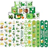 46 Pieces St. Patrick's Day Slap Bracelet Party Slap Bracelet Colorful Slap Wristbands with Shamrock Clover, Leprechaun, Beer