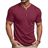 MAGCOMSEN Men's Henley Short Sleeve Shirt Moisture Wicking Lightweight Cotton T-Shirts Casual Summer Basic Tee Shirt