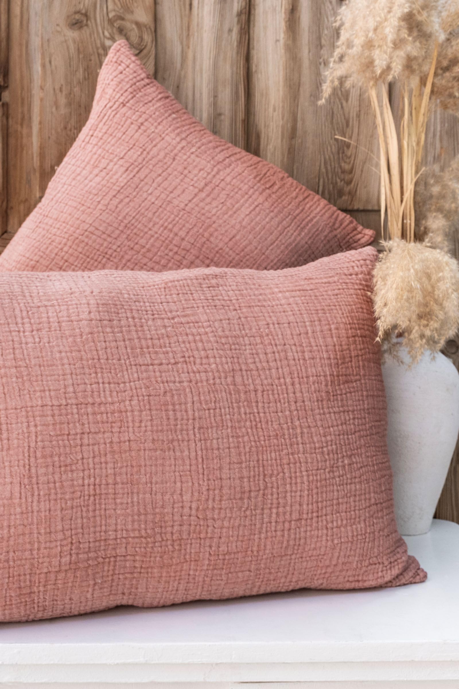 Photo 1 of 2-Pack 100% Turkish Cotton Muslin Pillowcase, 4-Layer Premium Soft Pillow Covers 20x28 Inches, Breathable & Lightweight (Brick, Queen (U.S. Standard))