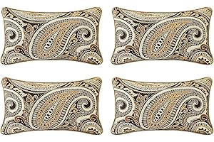 Supdurplus Outdoor Sunbrella Decorative Pillows Pack of 4, 20" x 12" Outdoor Pillow Set for Couch Bed Throw Patio Sofa, Royce Walnut