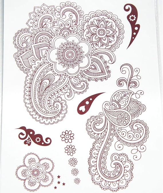 Amazon Rondel Black ロンデルブラック 腕や脚にヘナ タトゥーシール フラワー １シート ビッグサイズ Tattoo Sd5501 タトゥーシール 通販