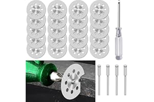 20 pcs Diamond Cutting Wheel Cut Off Discs Coated(22mm) with 4pcs 3mm Mandrel and Screwdriver for Dremel Rotary Tool