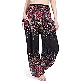Lannaclothesdesign Harem Pants Women High Waist Bohemian Yoga Pants with Pockets - Boho Hippie Clothes