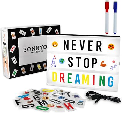 BONNYCO A4 LED Cinema Light Box 400 Letters Emojis USB Markers Retro Decor Gift
