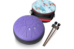 Steel Tongue Drum 11 Notes 6 Inch Meditation Drums - D Major Metal Handpan Drums Hand Percussion Musical Instrument with Bag 