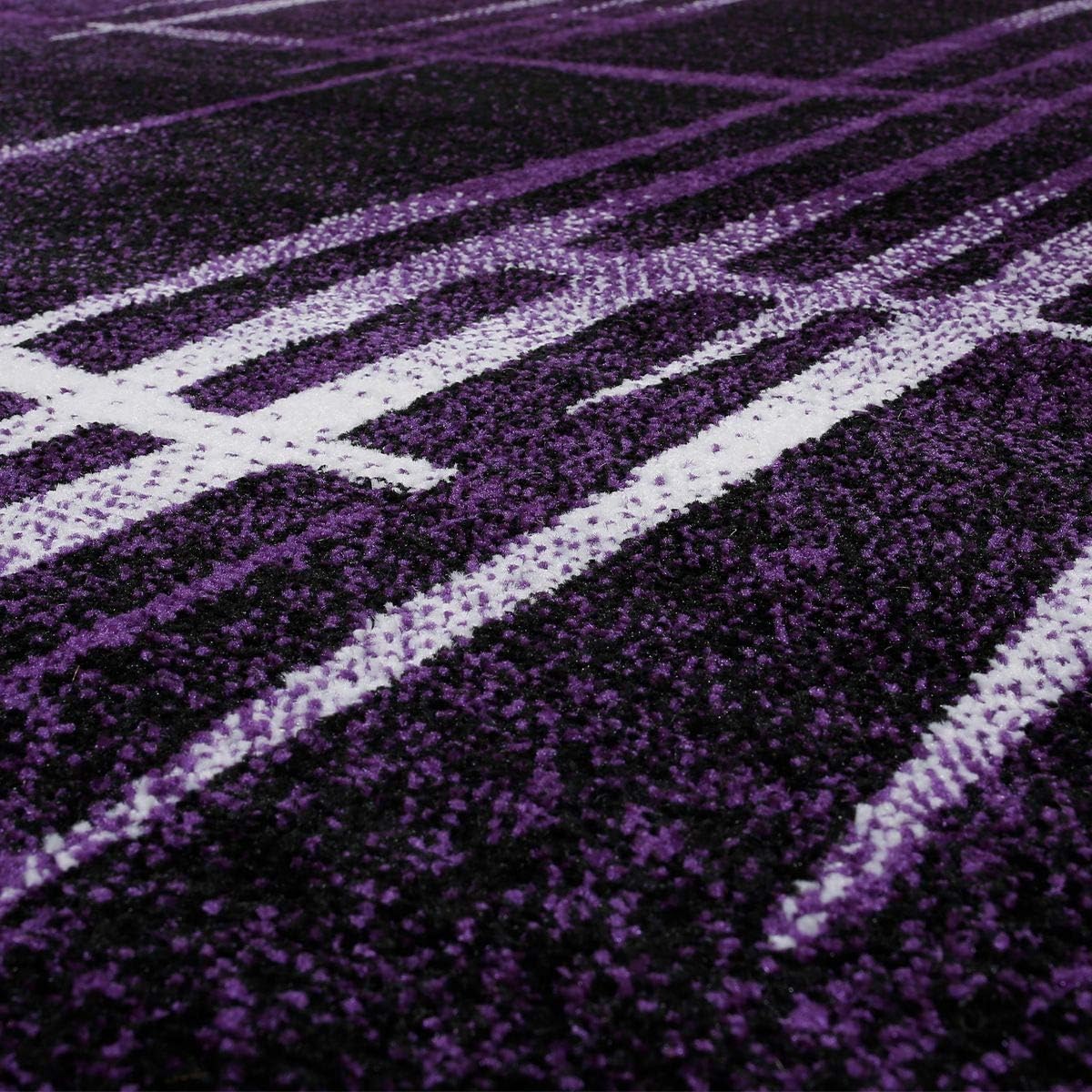 Moderner Wohnzimmer Teppich Matrix Design Kurzflor Meliert Lila Schwarz Creme