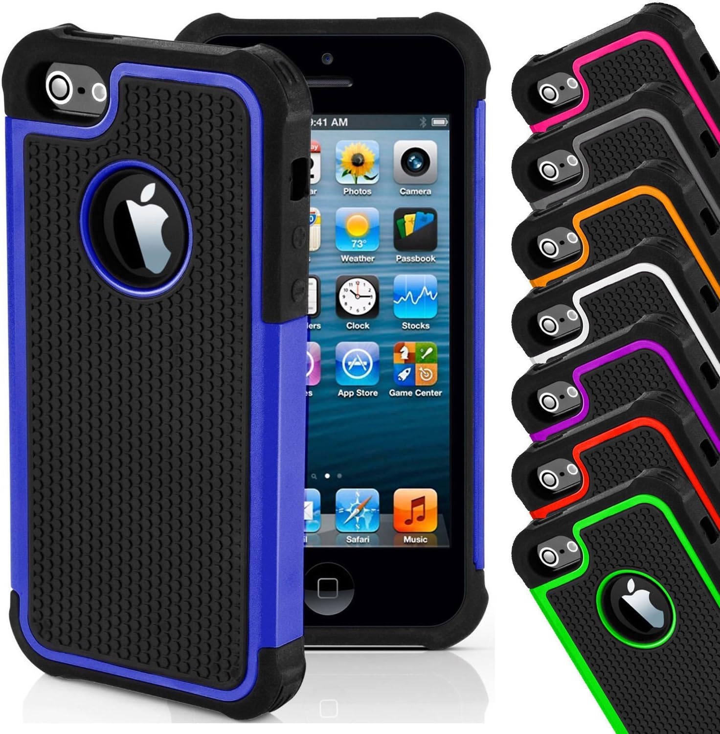 CellBoutique TM ShockProof Triple Hard back Case Cover For Apple iPhone 5c With Screen Protector Green