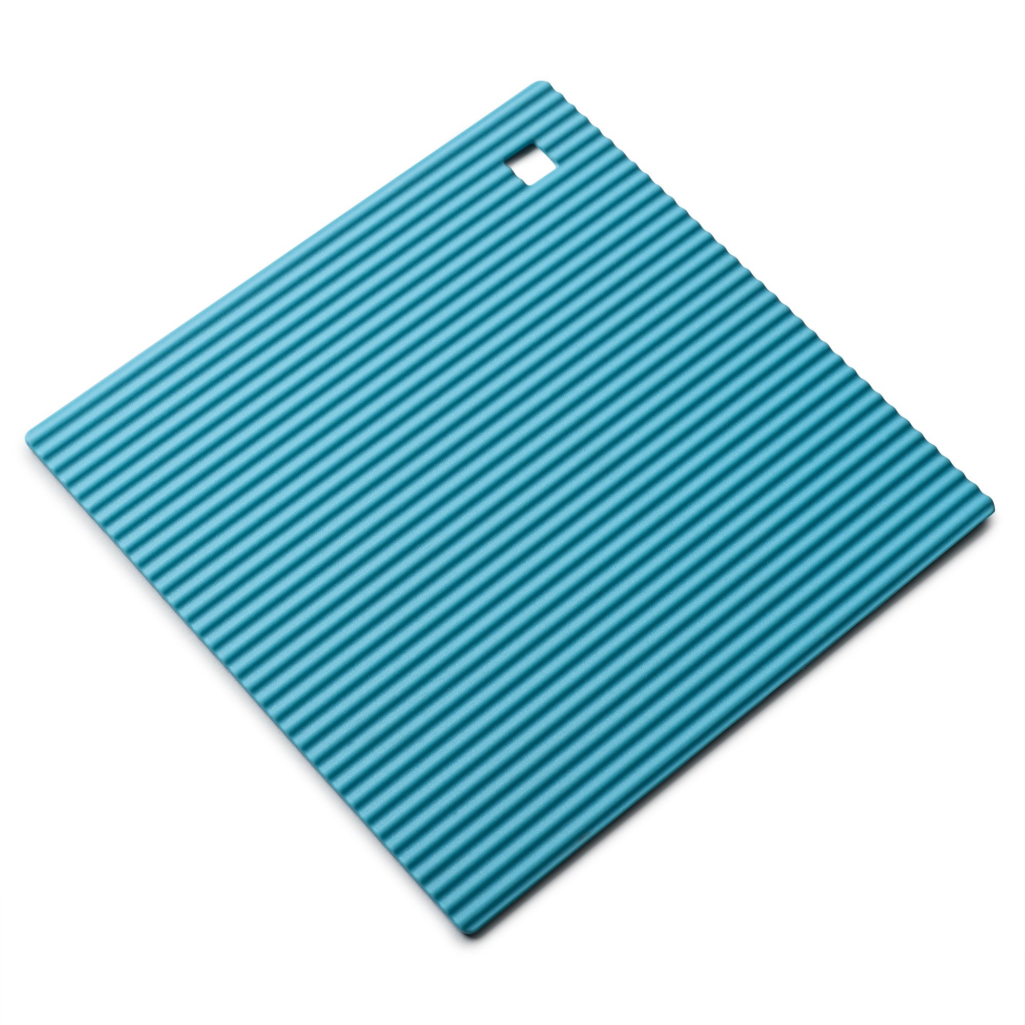 Zeal Silicone Trivet Mat Kitchen Worktop Protector for Hot Pots and Pans (18 x 18cm) – Heat Resistant Mat, Non Slip Square Trivet, Aqua Blue