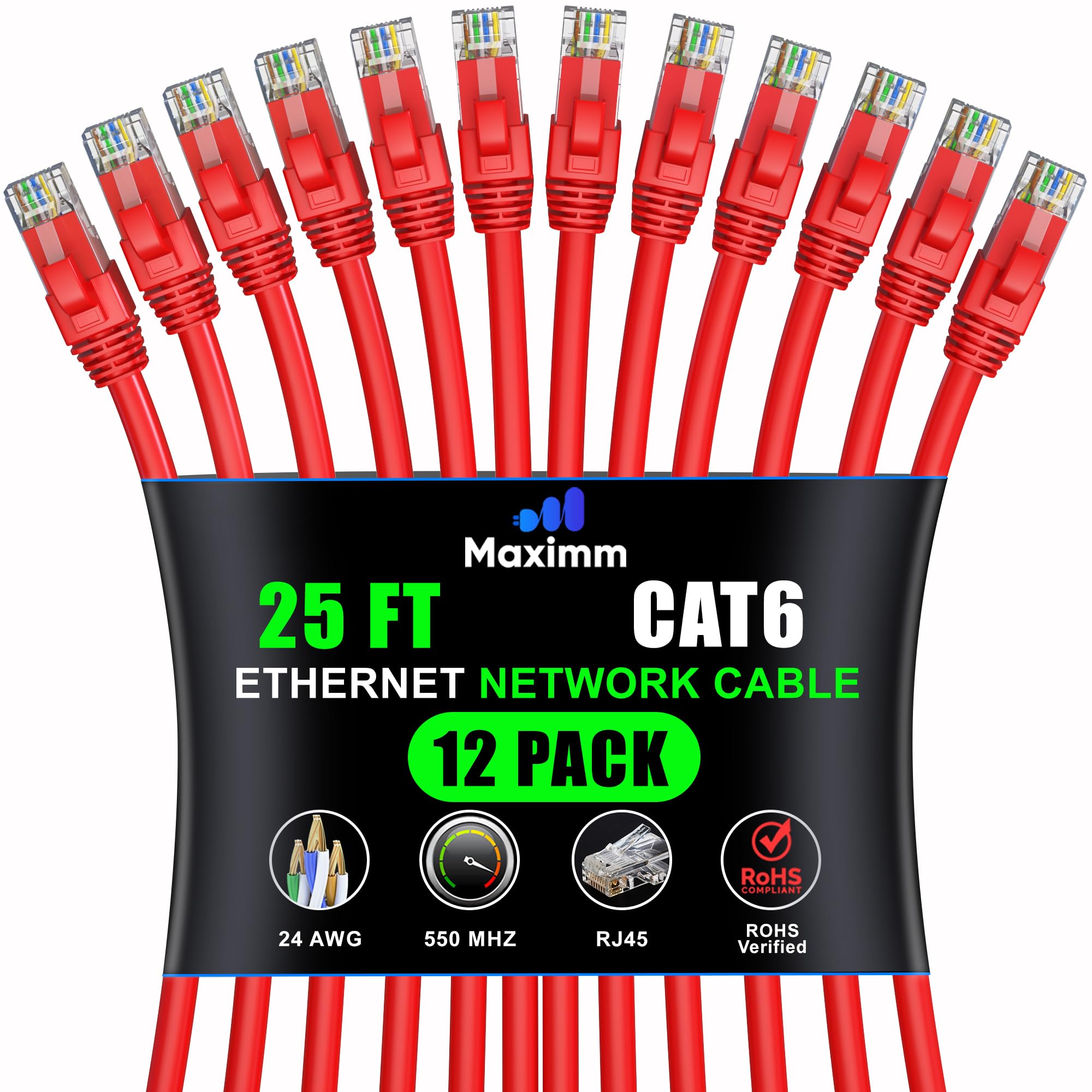 Maximm Cat 6 Ethernet Cable 25 ft