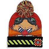 Sonic The Hedgehog Beanie Adult Dr. Eggman Face Pom Pom Cuff Knit Hat Cap Multicolored