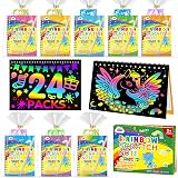 ZMLM 24 Pack Scratch Art Set with Notebooks, Styluses, Stencils & Gift Bags