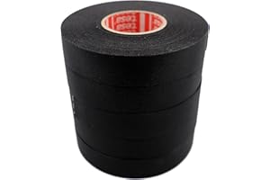KAINSC PRODUCTS KAWAGUCH INDUSTRIAL SCIENTIFIC Tesa 51036 19mm*25m Flag-Resistant PET Cloth Automotive Harnesses Tape for Automotive Engine, Protect Against High Temperature, Abrasion, Chemical & Fluid, 5 Rolls