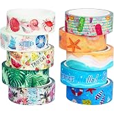 YUBBAEX 10 Rolls Four Seasons Washi Tape Set Beach Ice Cream Masking Decorative Tapes (Summer)