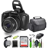 Minolta 64 Mega Pixels Auto Focus Digital Camera with 10x Optical Zoom, 4K Ultra HD Video and Macro Shooting, Bundle with 32 GB Memory Card + Vlogging Tripod + Cleaning kit + More Accessories - Black