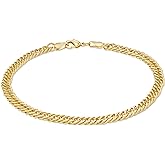Barzel 18K Gold Plated Rambo Cuban Curb Anklet for Women, 10 Inches - Made In Brazil