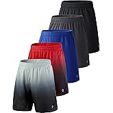 5 Pack Boys Athletic Shorts Mesh Basketball Youth Apparel Kids Sports Active Gear with Pockets
