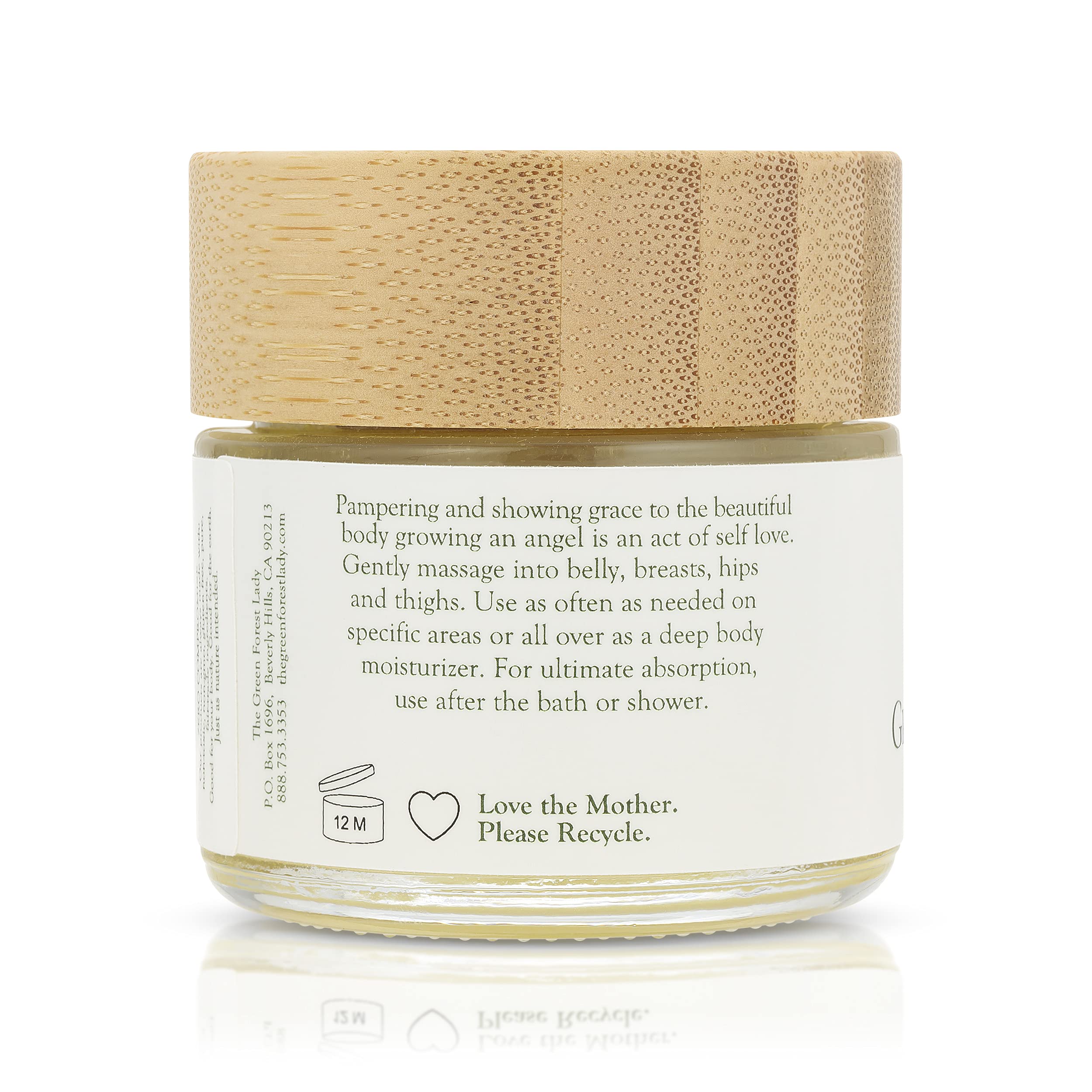Green Forest Lady-Organic Growing Belly Balm to Support Skin as it Stretches in Pregnancy | Improves Elasticity | Moisturizes Skin | Soothes Itching | 2 FL. OZ./59.15 ML.