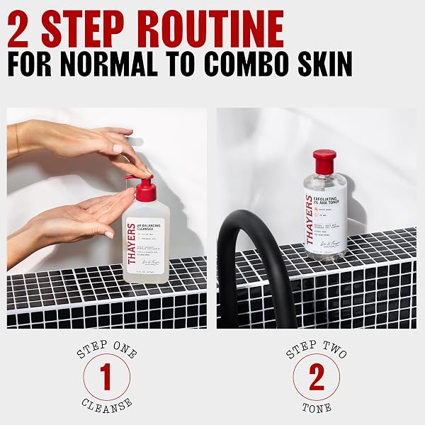 THAYERS 2% AHA EXFOLIATING AND BRIGHTENING TONER WITH GLYCOLIC ACID, LACTIC ACID AND WITCH HAZEL, SMOOTHING AND PORE REFINING SKIN CARE FOR ALL SKIN TYPES, 12 FL OZ​