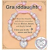 BxkSky I Love You to The Moon and Back - Heart Bracelet for Granddaughter/Daughter Valentines Day Birthday Christmas Gifts
