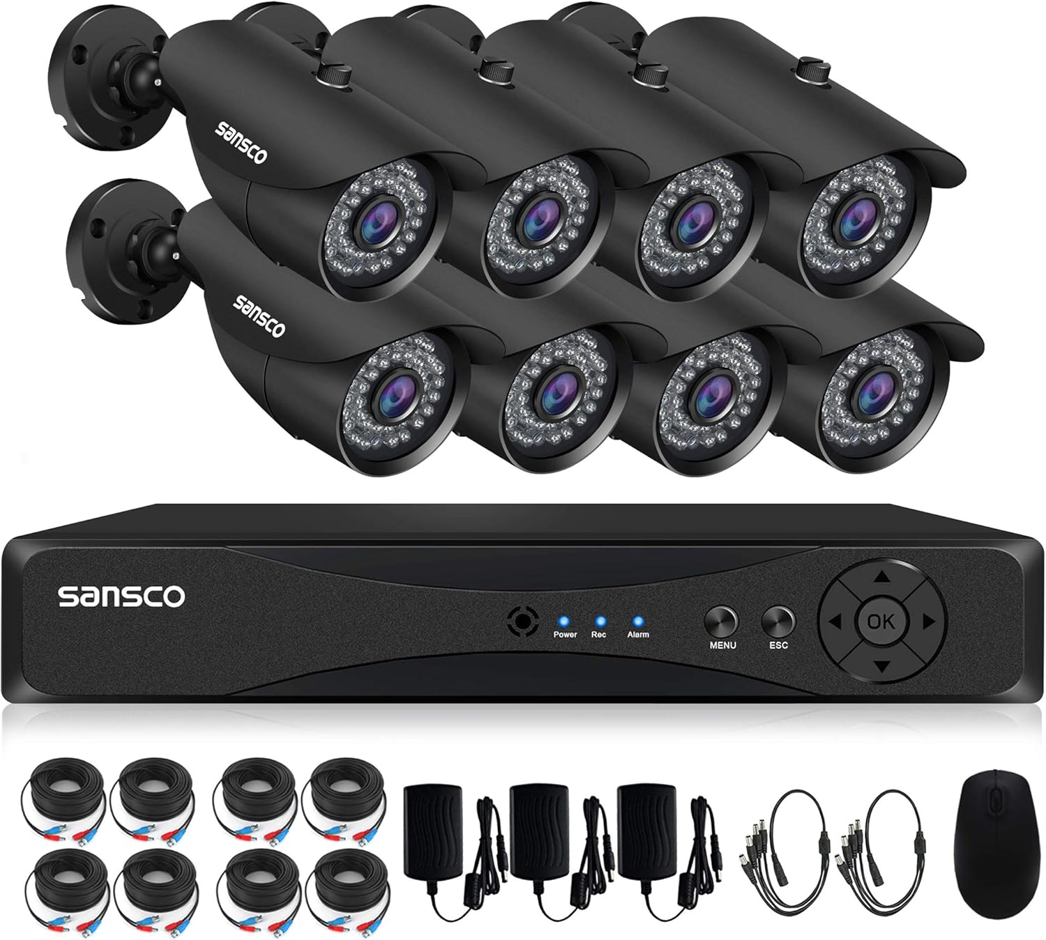 SANSCO 8CH 5MP DVR HD CCTV Camera System for 24/7 Recording, 8pcs 5MP Outdoor Bullet Security Cameras - Image 3