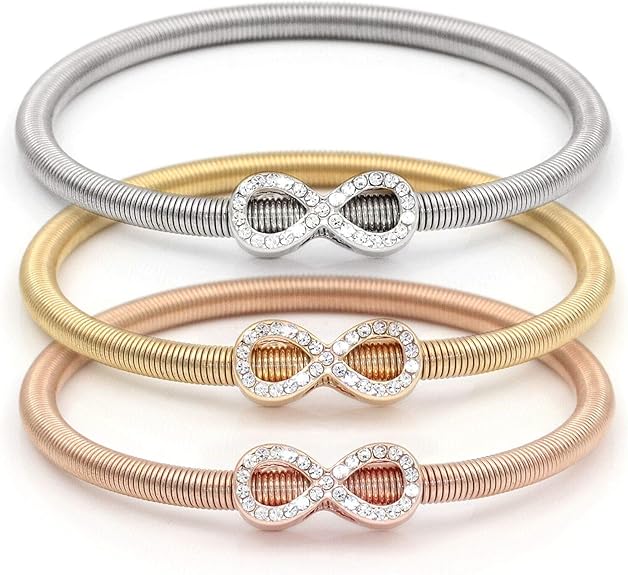 DTWAWA Spring Bracelets 3PCS Gold/Silver/Rose Gold Popcorn Bracelet