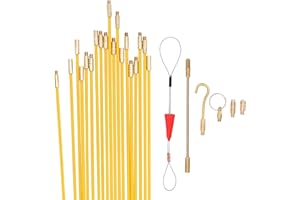 JEEMITERY Jeemiter 24 FT Fiberglass Running Electrical Wire Cable Glow Rods Wire Pulling, Fish Rods Electrical Kit with 6 Different Attachments and Fish Tape Wire Puller Kit