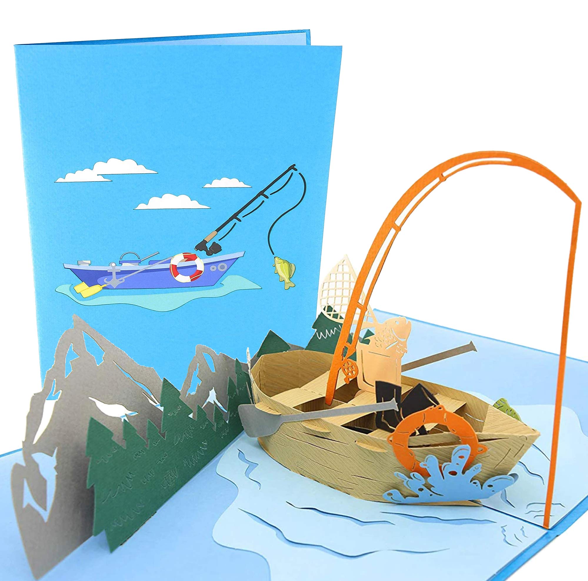PopLife Fishing Trip 3D Pop Up Greeting Card - Handmade Boat Card for Father’s Day, Birthday, Retirement, Anniversary - Fisherman Gifts for Men, Dad, Grandpa, Husband, Son, Brother - Includes Envelope — image 1