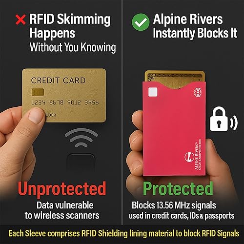 Alpine Rivers RFID Blocking Credit Card Sleeves 18-Pack  14 Multi-Color  Card Protectors (All Top Loader) & 4 Passport Sleeves  Slim  Water-Resistant Anti-Theft Protection for Travel in Kenya | Whizz Card Cases