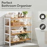 KEPLIN Natural Bamboo Shoe Rack 4 Tier White Natural 70x67x25cm 12 Pairs view 3
