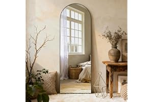 Real Relax Arched Full Length Mirror, 56"x18" Floor Mirror, Wall Mirror with Stand Aluminum Alloy Thin Frame, Standing Hangin