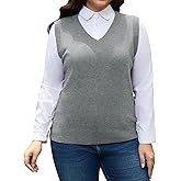 LunaSerah Plus Size Sweater Vest for Women V Neck Lightweight Knit Sleeveless Tank Top Pullover Sweaters Vest Classy