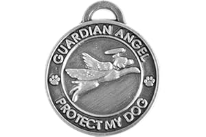 Luxepets Pet Collar Charm, Guardian Angel Dog, Antique Silver