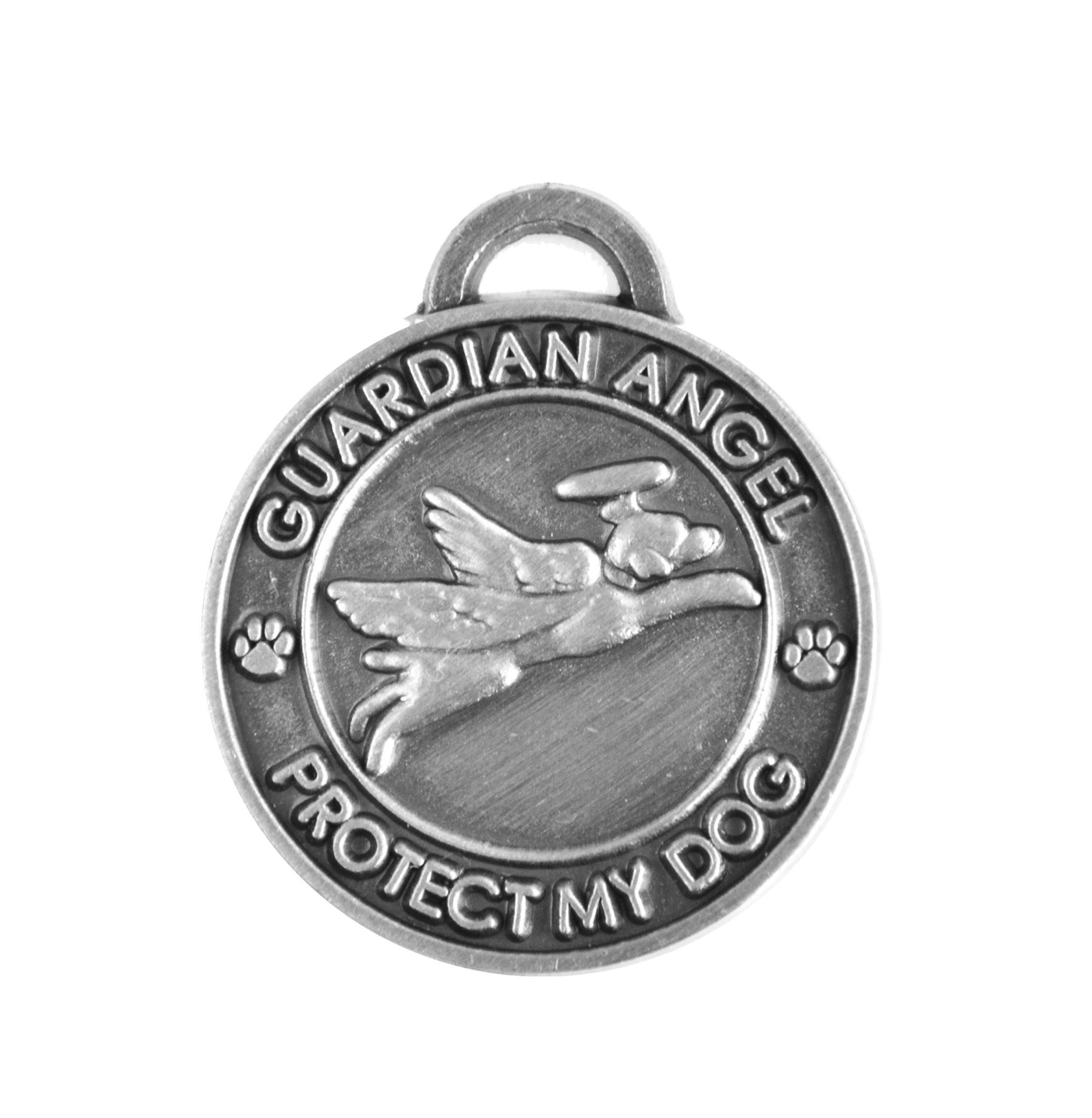 Luxepets Pet Collar Charm, Guardian Angel Dog, Antique Silver