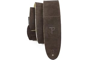 P PERRI'S LEATHERS LTD. Perri's Leathers, Suede Guitar Strap, Sheepskin Pad, Brown, Anti-Slip, Classic, Suitable for Each Level, Standard Size, 41" to 56" Inches Compatible with All Button Lock Systems