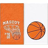 JarThenaAMCS 2Pcs Basketball Hand Towels Cotton Embroidered Bathroom Towel Sports Ball Absorbent Bath Towel for Hand Drying Cleaning Cooking, 29.5 x 13.7 Inch