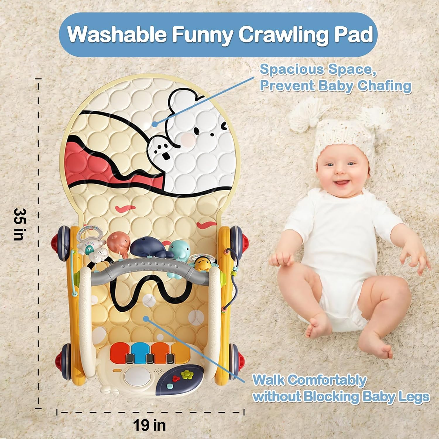 Baby Play Mat Activity Gym, Baby Kick Play Piano Gym Mats Musicial Lights, Tummy Time Toys Mat for Infant Babies Newborn Toddlers Boys Girls.