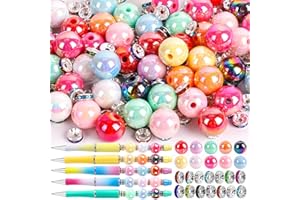 80PCS Beads for Pens Making, Included Rondelle Spacer Bead and 20mm Rainbow Acrylic Bead for Jewelry Making, Bracelets, Beada