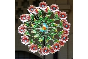 LEGIFO Wind Spinners Outdoor Metal Large, Wind Sculptures Pinwheels, Garden Windmills for Patio and Yard, Kinetic Wind Mill with Flowers, Backyard Decor 22 * 81 inches