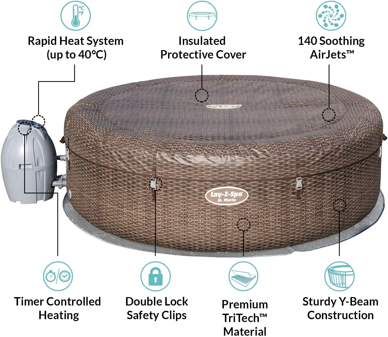 Super Saturday Lay Z Spa St Moritz Hot Tub AirJet Inflatable Spa 5 7