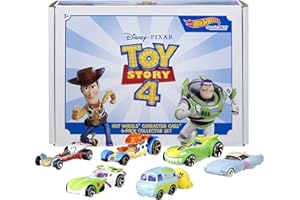 Hot Wheels Mattel Disney and Pixar Toy Story 4 Bundle of 6 1:64 Scale Character Cars: Woody, Buzz, Forky, Bo Beep, Rex & Ducky & Bunny